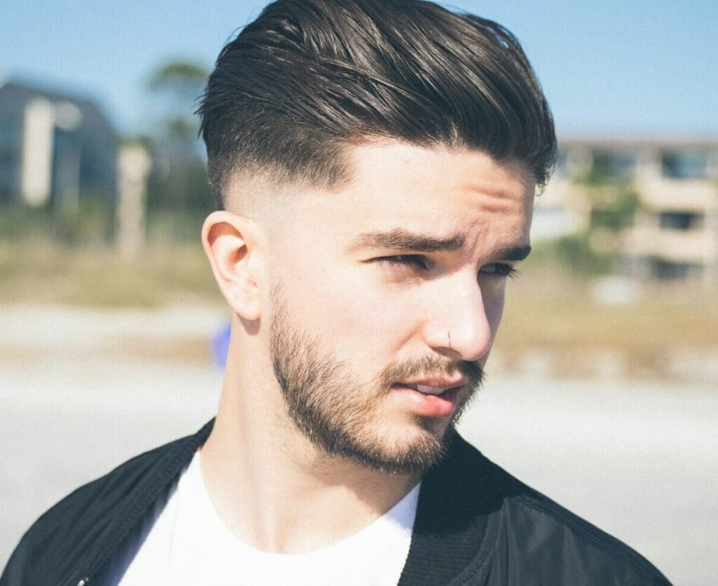 selective focus photography of man wearing black suirt